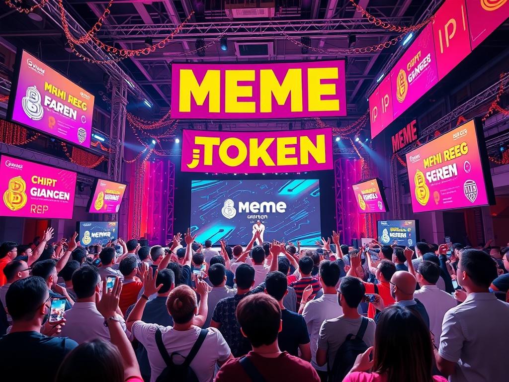 A dynamic, photorealistic image depicting a vibrant launch event for