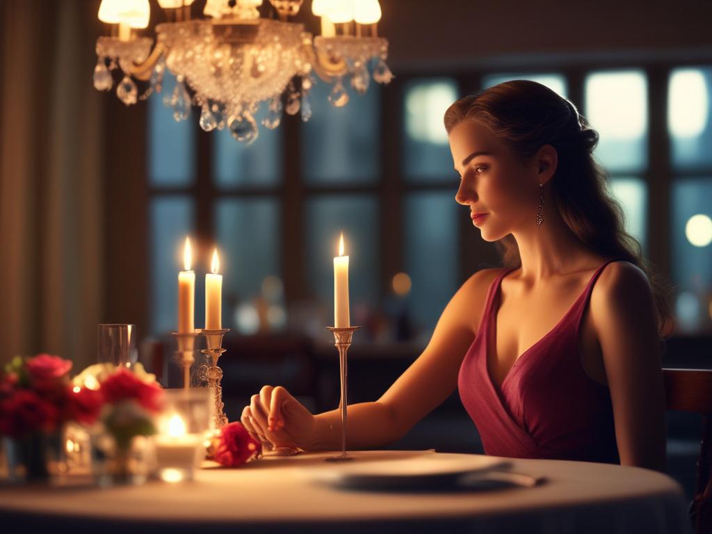 An elegant woman in a classy dress, sitting gracefully at