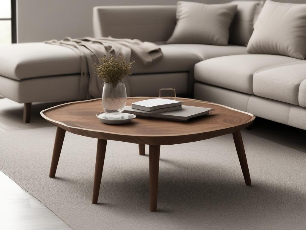 walnut coffee table, modern design, living room furniture