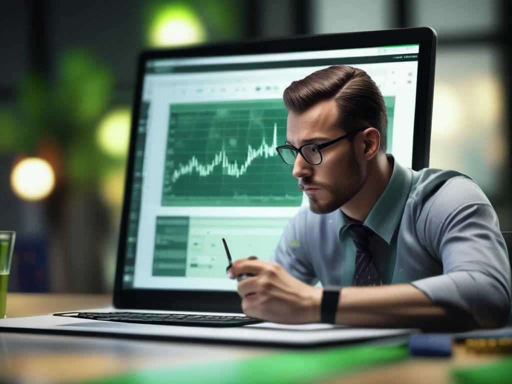 A close up shot of a thoughtful professional analyzing market