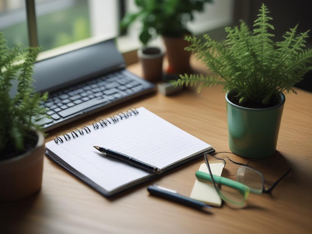 A determined person setting goals on a notepad, with a