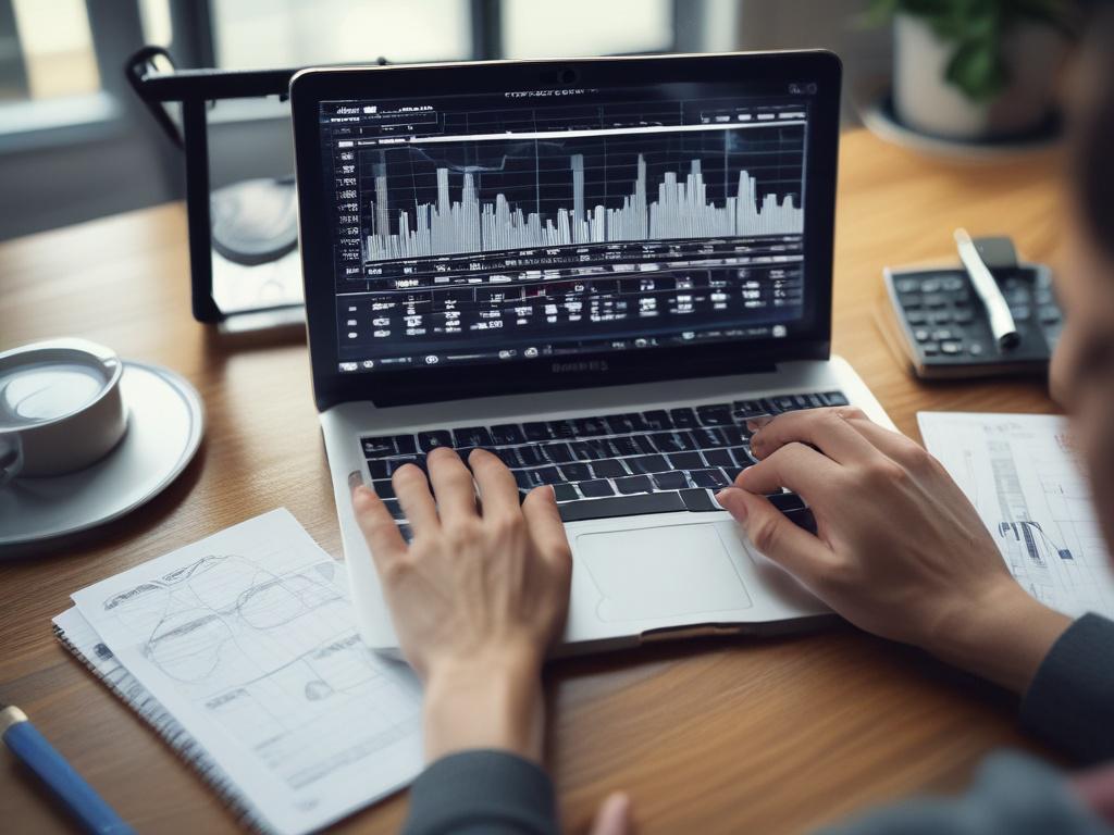 A close up shot of a person analyzing financial charts
