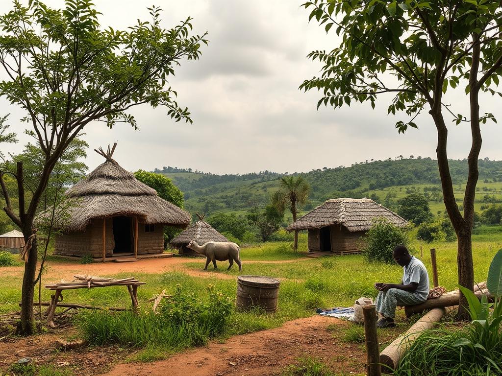 A scenic view of the Grassfields region in Cameroon, showcasing