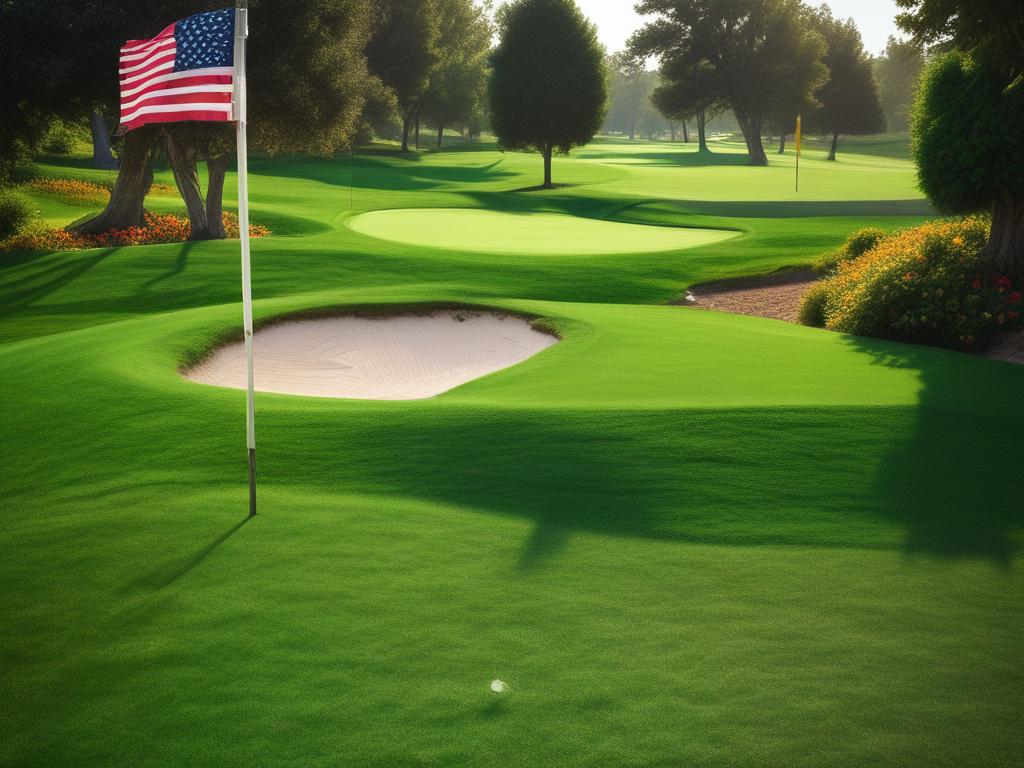 A close up shot of a golf hole on a