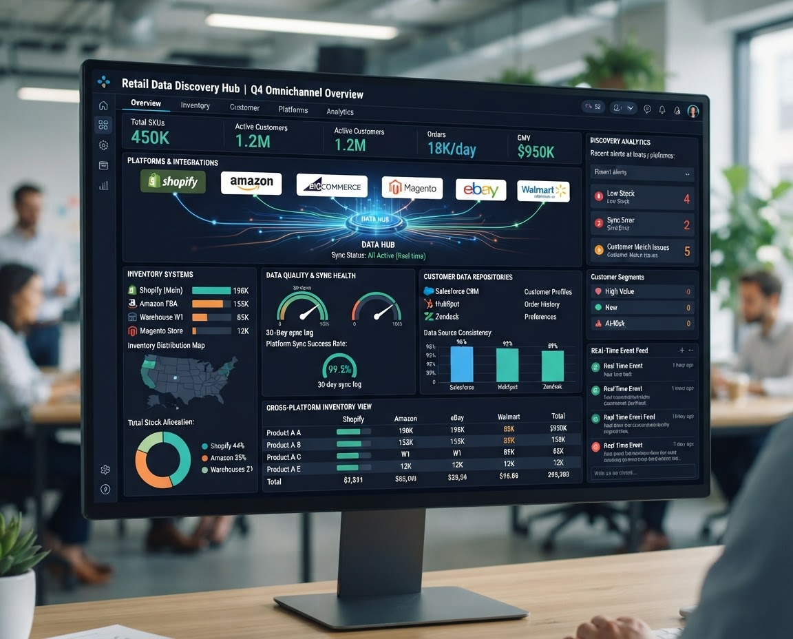 Retail inventory management and data discovery dashboard