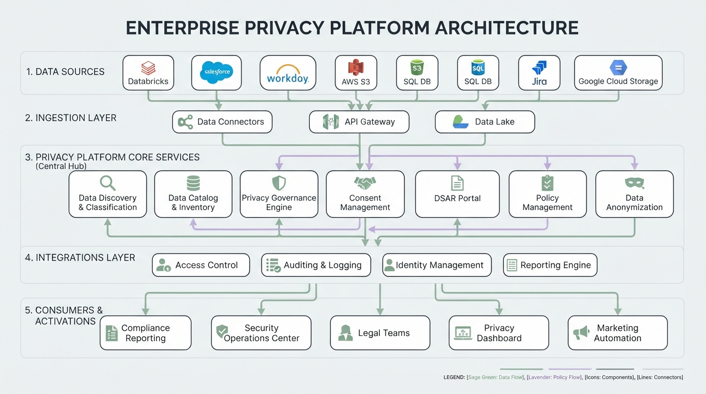 Privacy Platform Architecture diagram showing system components and data flow
