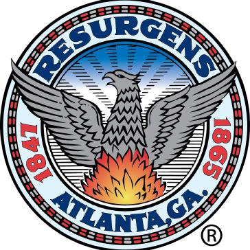 An emblem with an eagle and fire in the center.