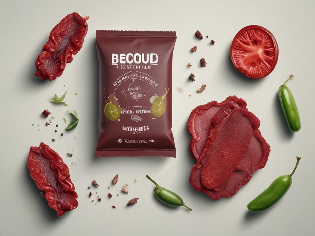spicy beef jerky, jalapeño, snack, bold flavor, hot