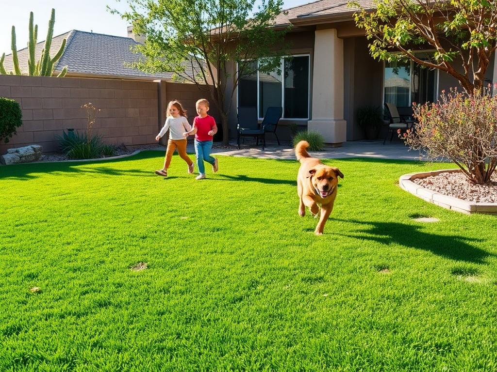 A vibrant green lawn installation featuring Bermuda sod in a