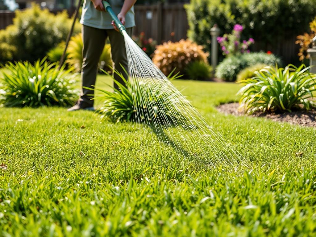 A well maintained lawn with vibrant sod, showcasing a homeowner