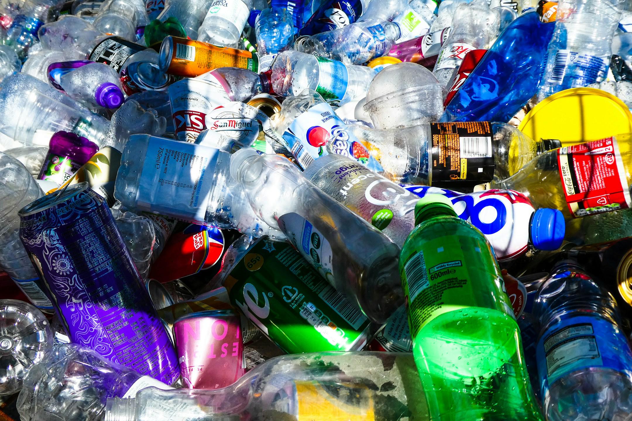 A recycling bin near Bournemouth beach, helping people to recycle their plastic.