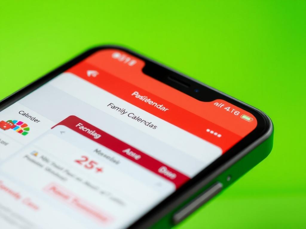 A close up shot of a modern family calendar app