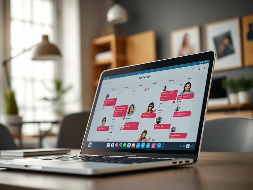 A close up shot of a laptop showcasing a family