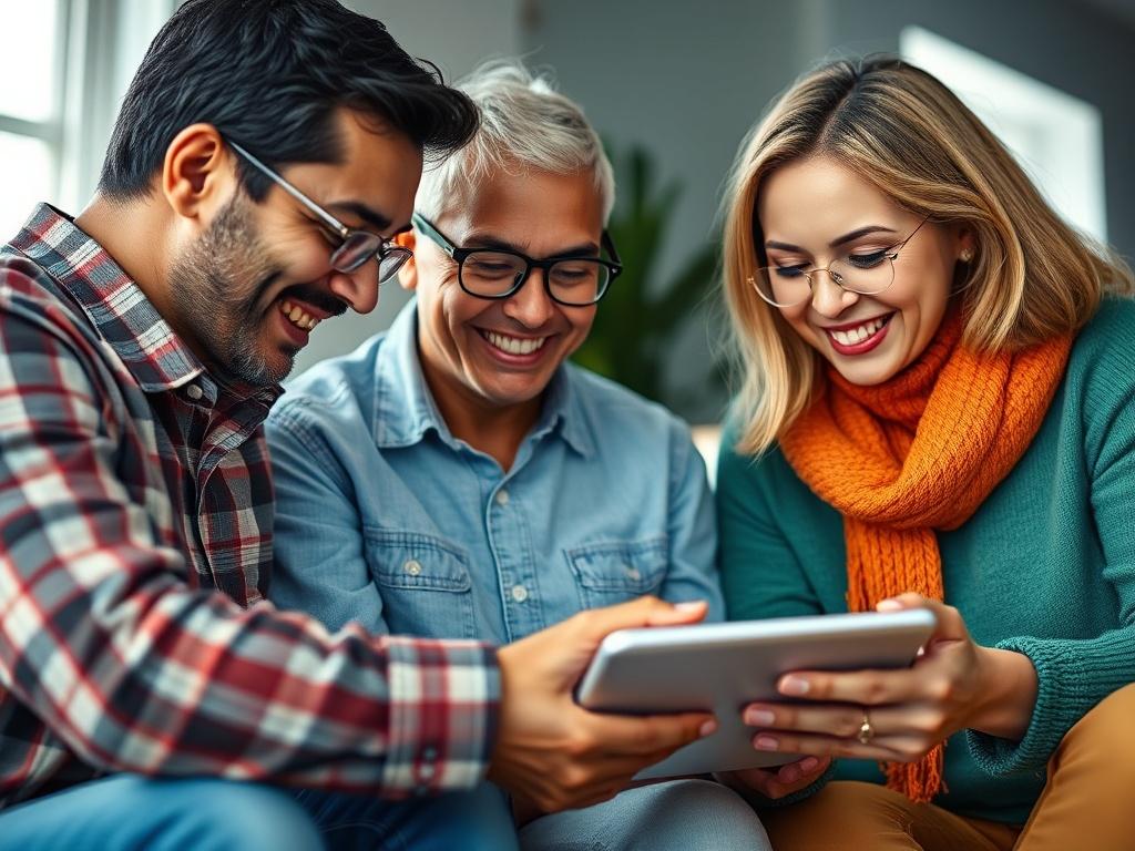 A close up shot of a family gathering, with members