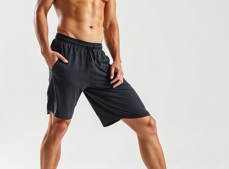 Professional product photo of black athletic shorts