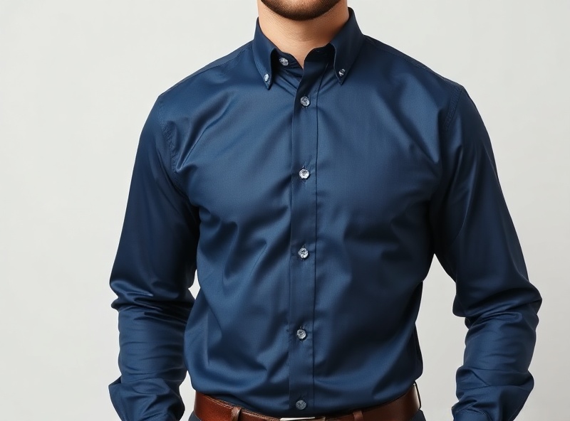 Professional product photo of navy blue dress shirt