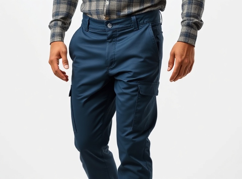 Professional product photo of navy blue work pants