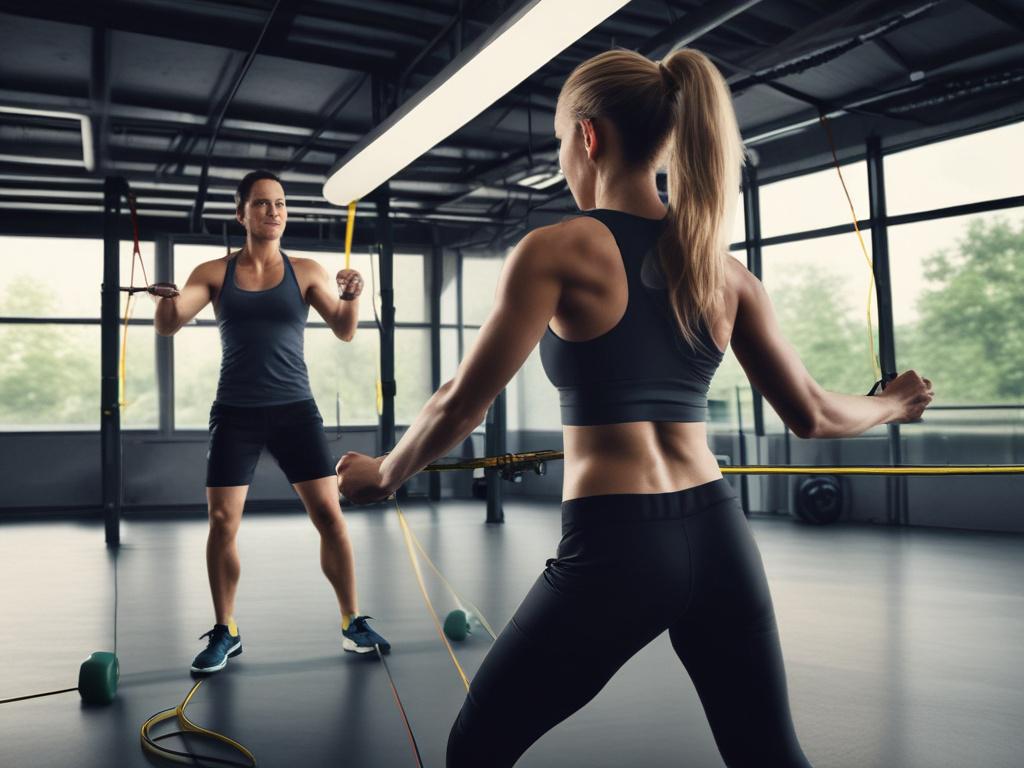 A close up shot of a functional training session, showcasing
