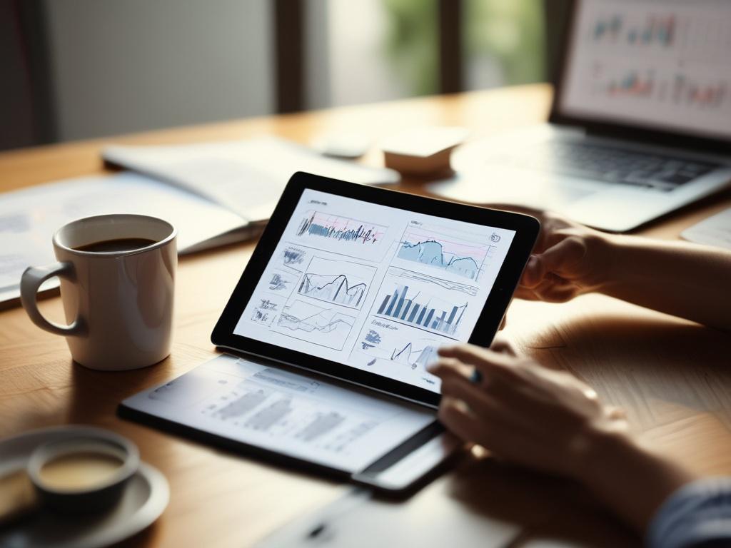 A close up shot of a person analyzing financial graphs