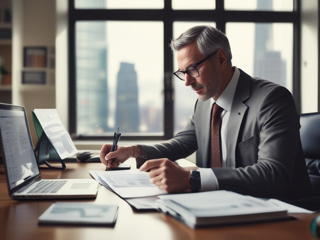 A high resolution image of a financial advisor sitting with