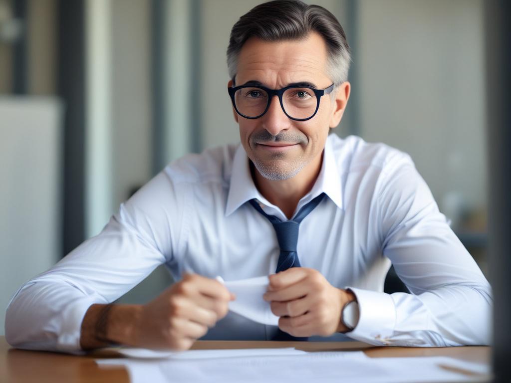 A hyper realistic close up shot of a confident investor