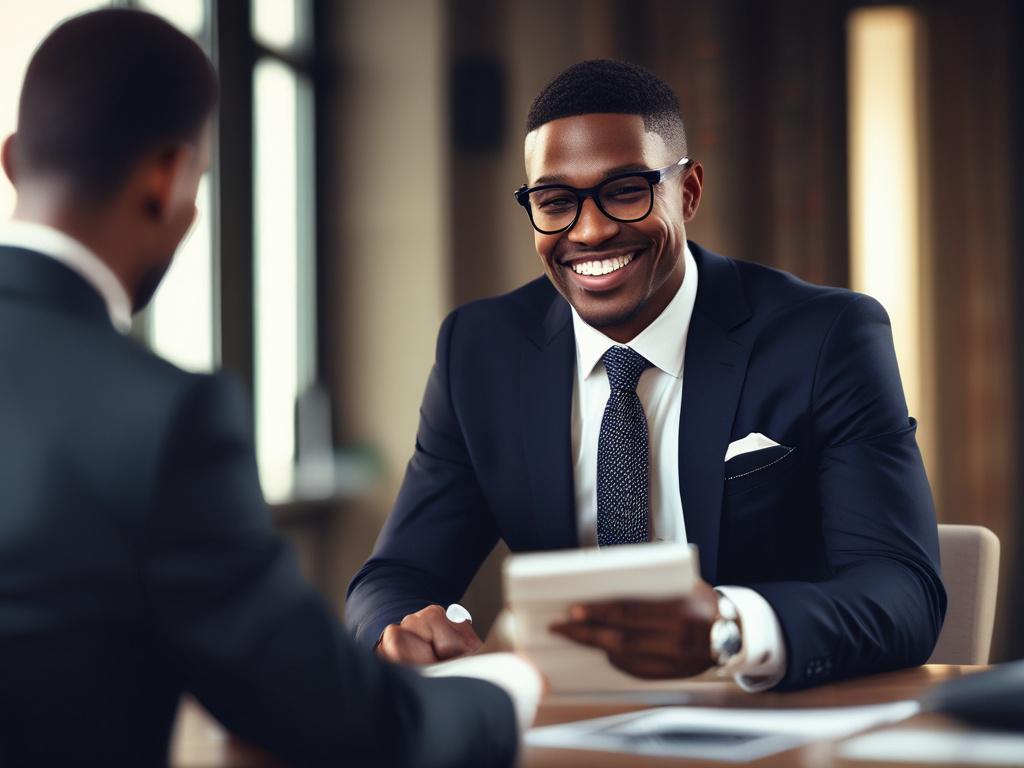 A close up shot of a financial consultant presenting a