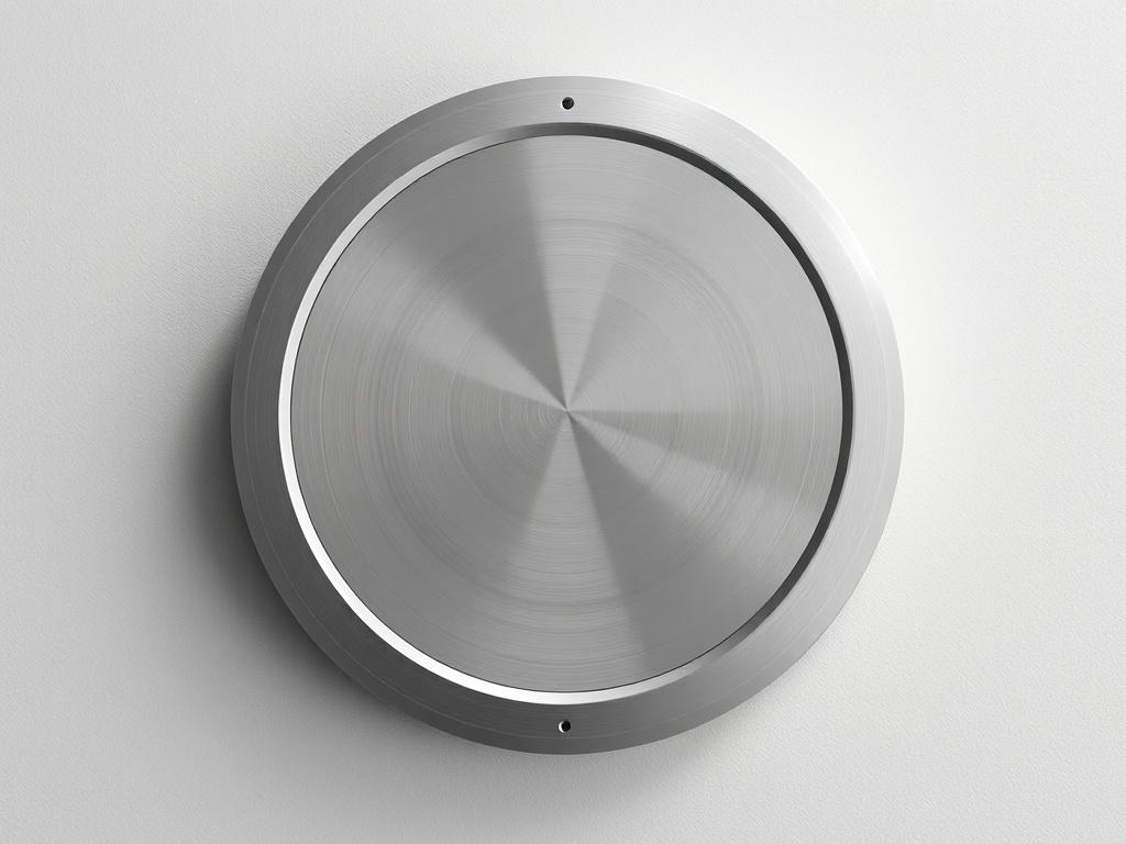 A close-up of a sleek, circular aluminium diffuser showcasing its smooth surface and elegant design. The diffuser should be positioned against a neutral background that emphasizes its metallic finish. The image should highlight the diffuser's functional details, including the adjustable airflow features, captured in high-resolution with a focus on clarity and realism.