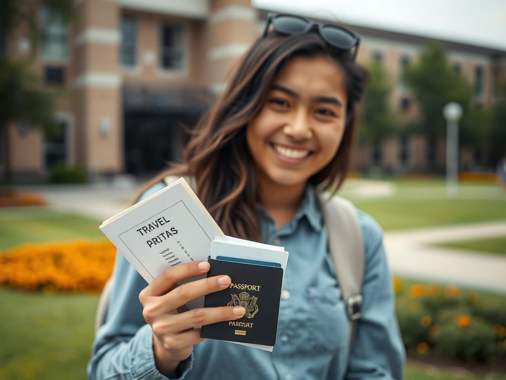 A close up shot of a student holding a passport