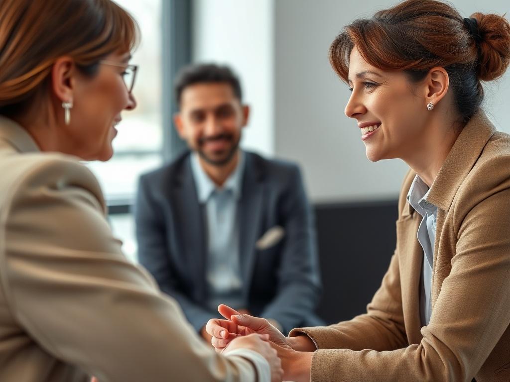A close up of a supportive consultant conducting a mock