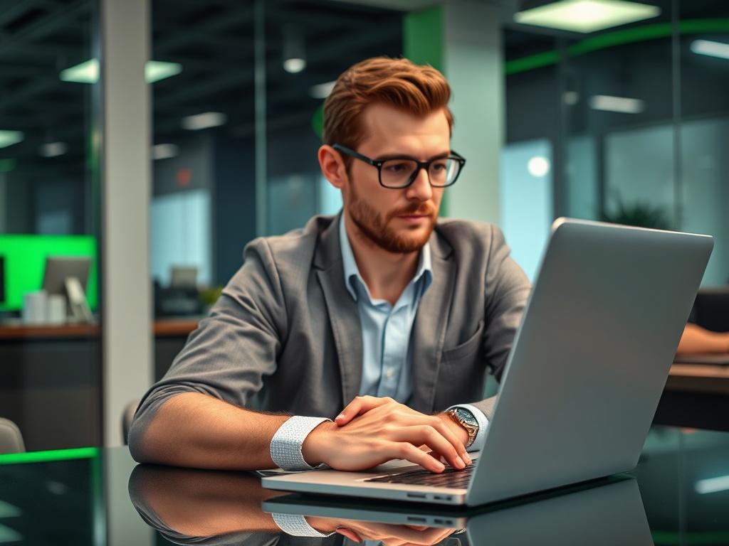 A close up shot of a confident SEO consultant sitting