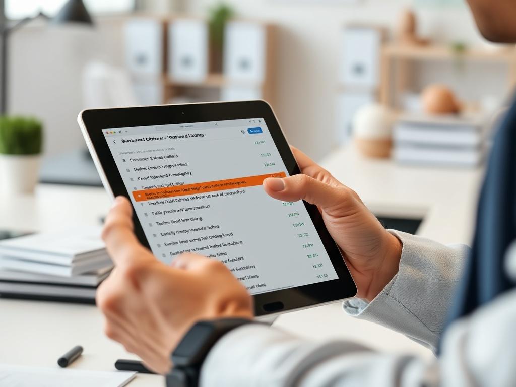 A close up shot of a professional using a tablet