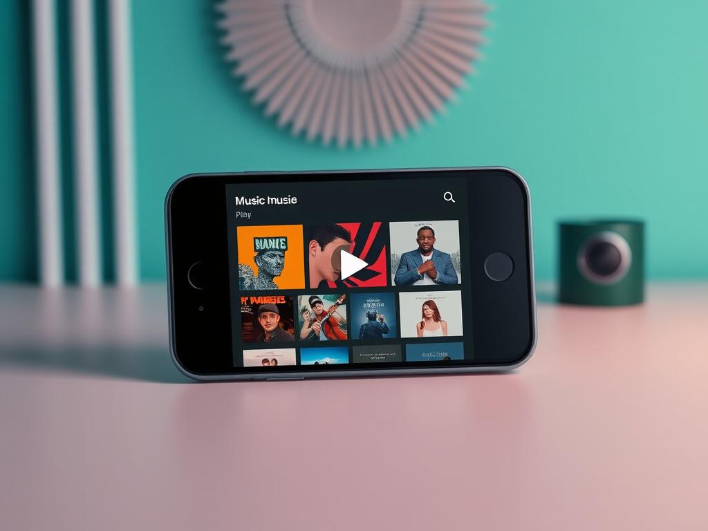 A high resolution image of a sleek, modern music app