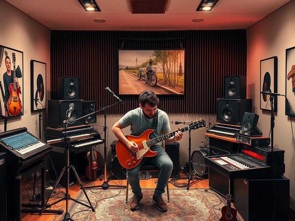 A realistic high resolution image of a musician in a