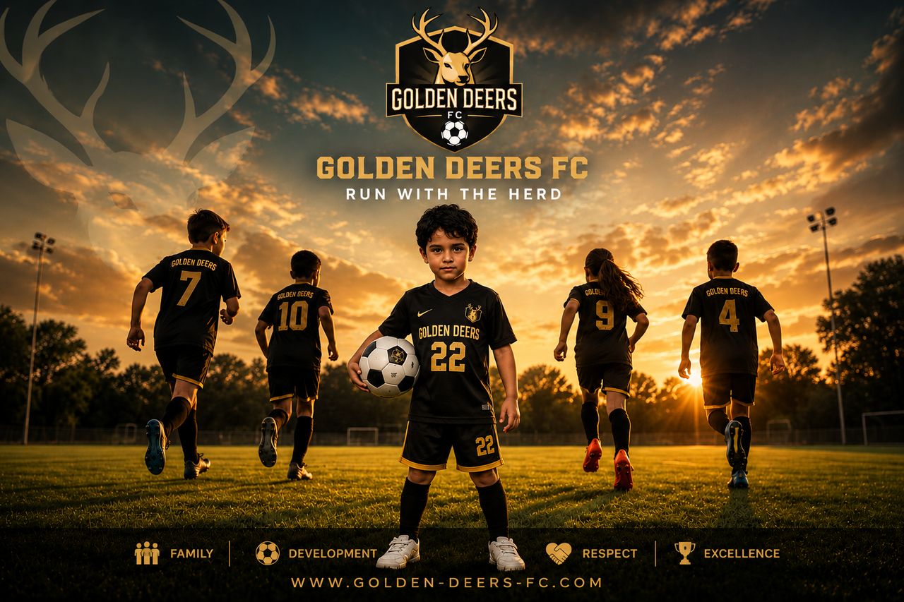 Young soccer player kicking the ball into the goal during play