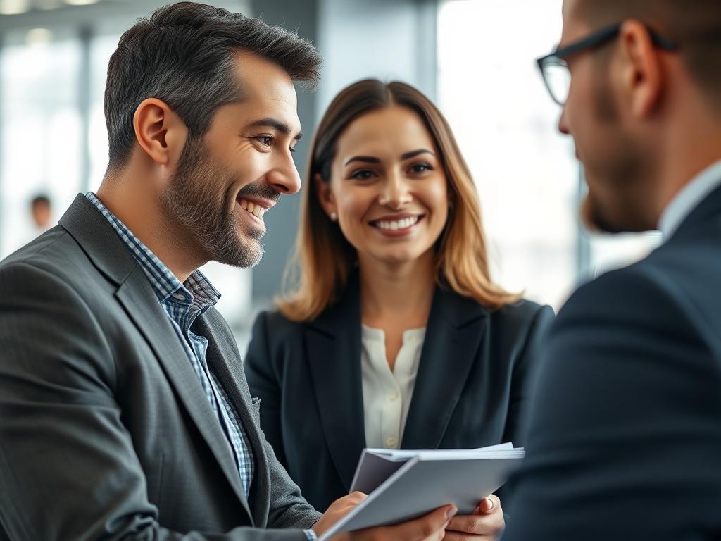 A close up shot of a professional staffing consultant engaged