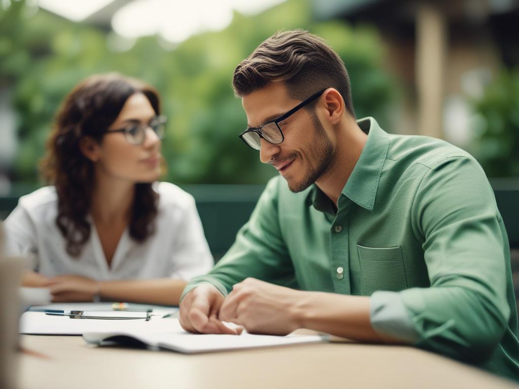A close up shot of a mentor discussing investment strategies