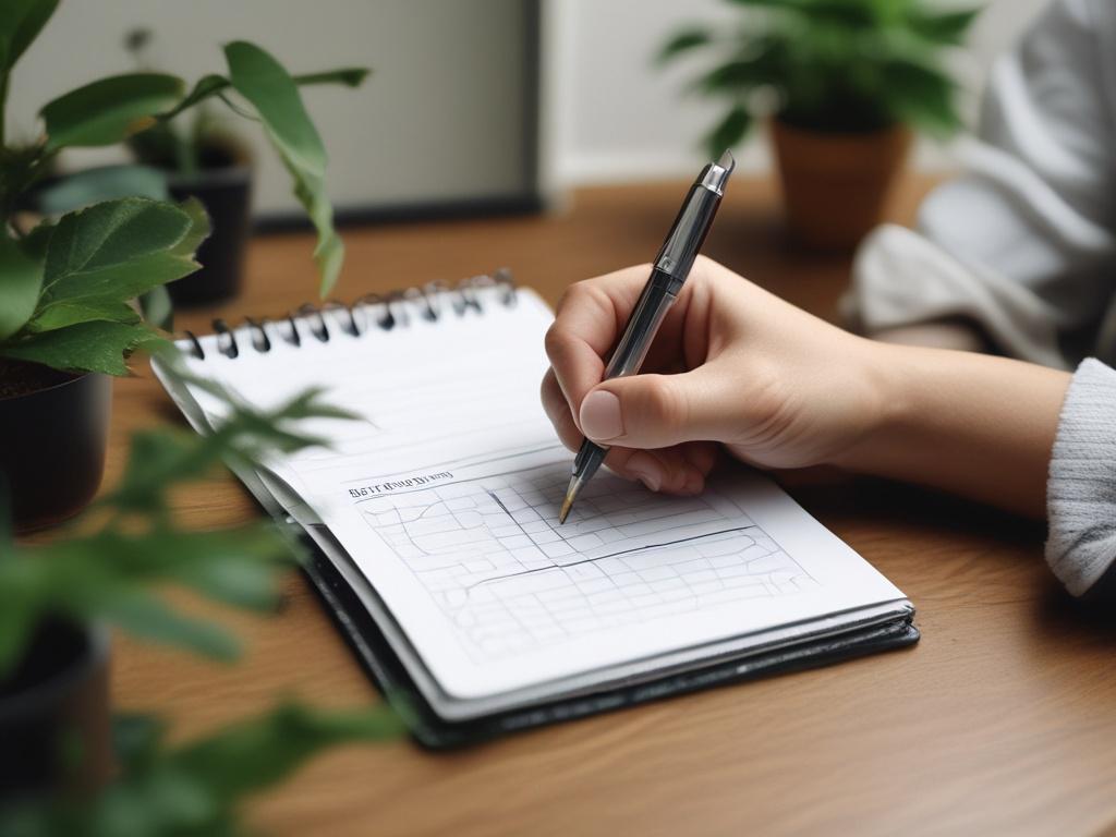 A close up of a person writing down financial goals