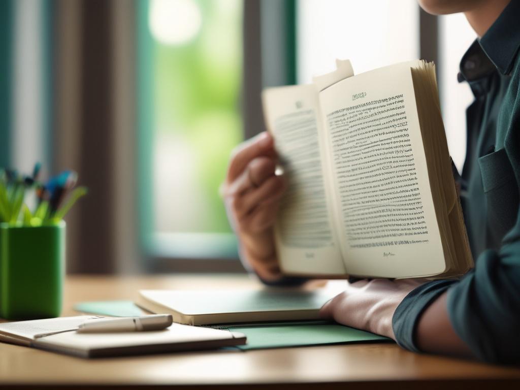 A hyper realistic close up of a person reading investment