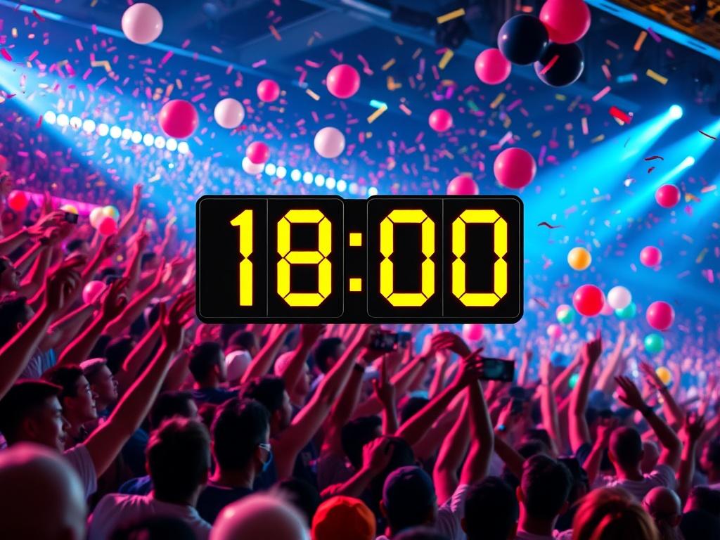 A countdown timer graphic showing time running out, with a vibrant background of fans cheering at an event. Include elements like balloons and confetti to enhance the festive atmosphere. Emphasize urgency and excitement as the deadline approaches.