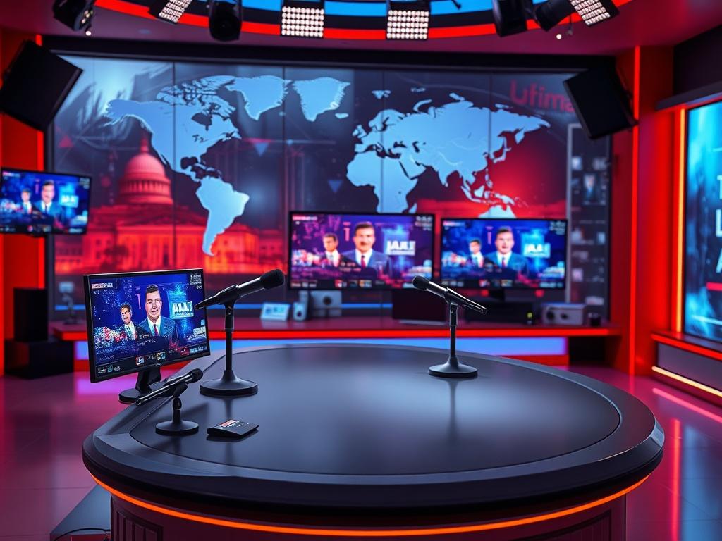 A vibrant and engaging scene depicting a modern studio setup