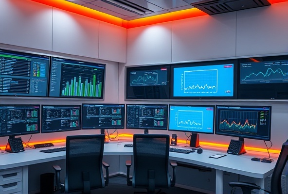 Infrastructure operations control room with fibre network monitoring and real-time analytics