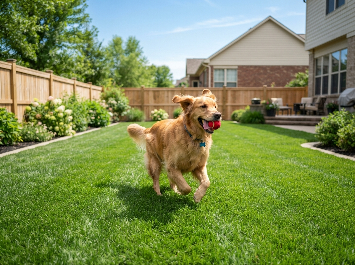 Clean yard with dog