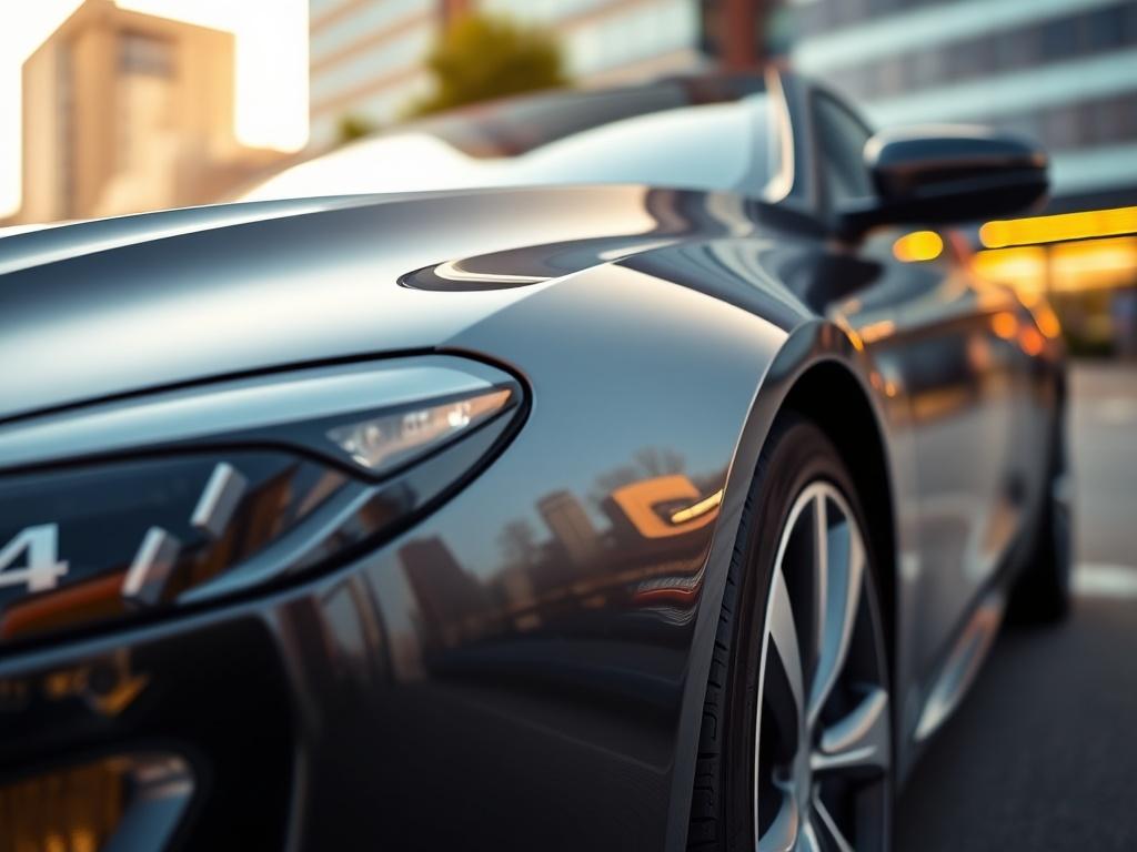 A high resolution close up shot of a sleek rental