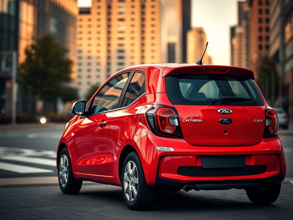 A realistic high resolution of a compact rental car parked