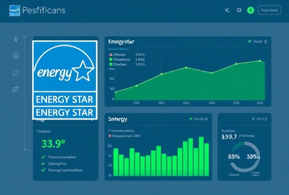 Energy Star certification badge and energy efficiency performance metrics