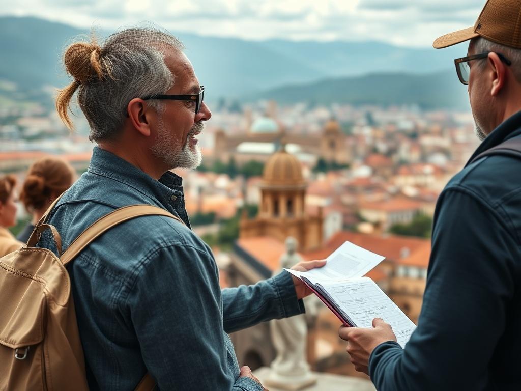 A close up shot of a licensed guide passionately explaining