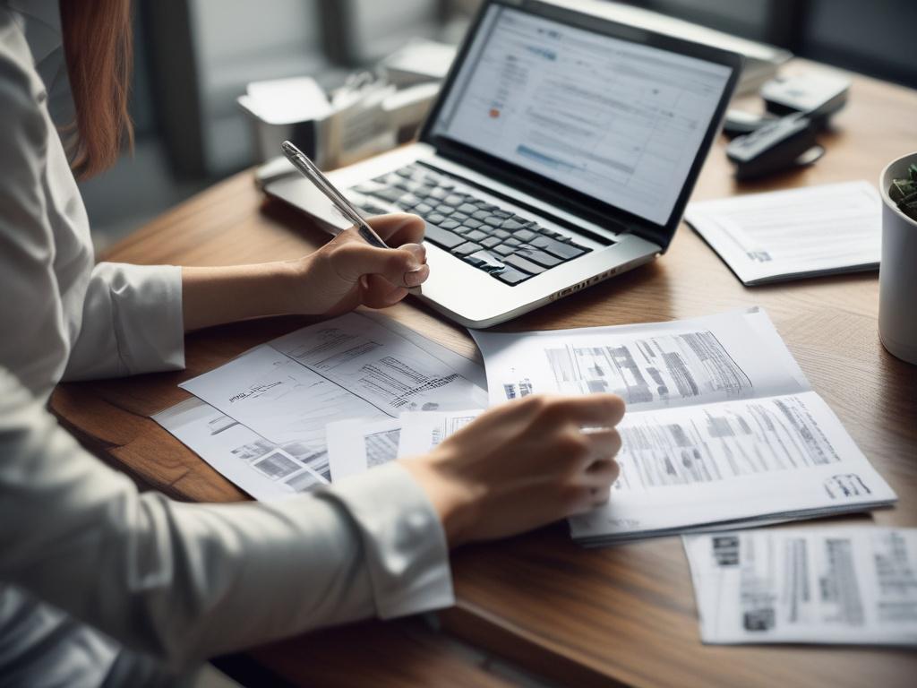 A close up shot of a focused professional woman reviewing