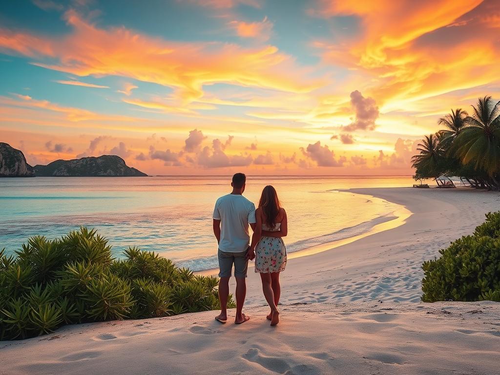 A breathtaking landscape showcasing a serene beach with crystal clear