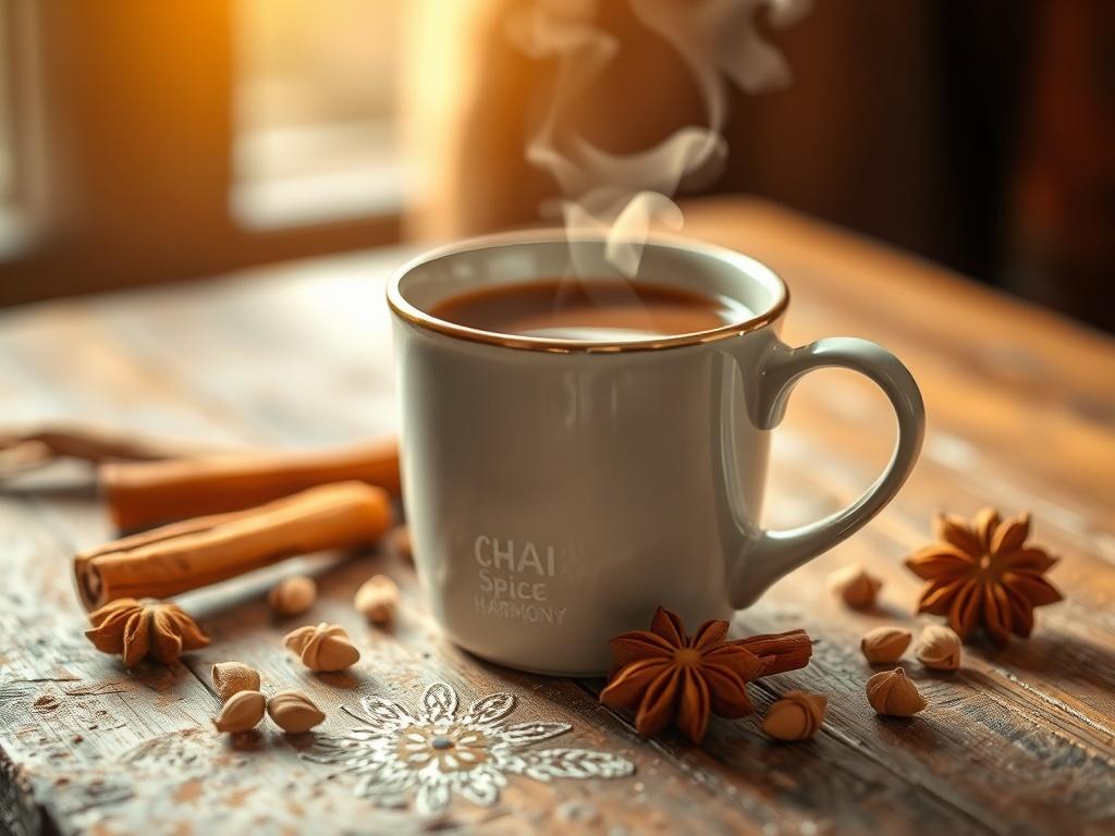 A high resolution image of a steaming cup of Chai