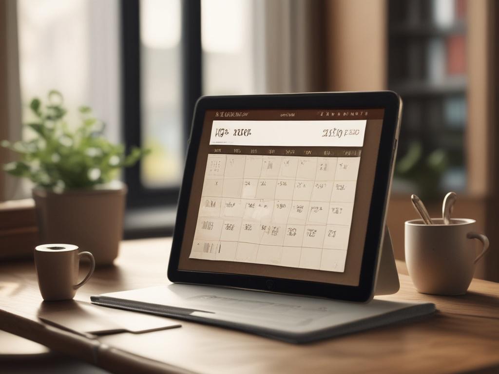 A high resolution image of a digital calendar on a